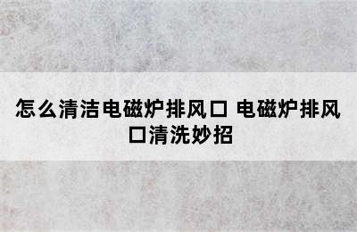 怎么清洁电磁炉排风口 电磁炉排风口清洗妙招